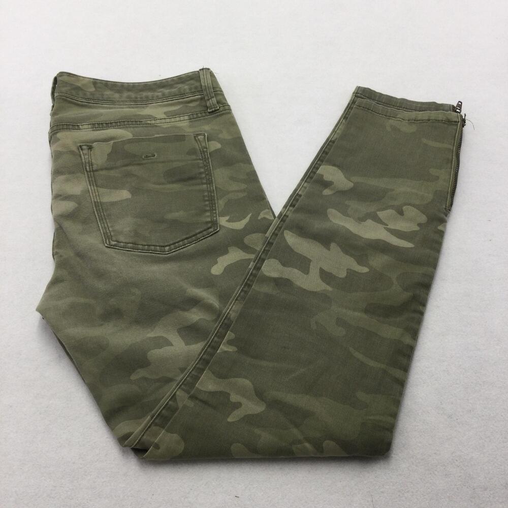 Banana Republic Skinny Jeans Womens 29 Green Camo Mid Rise Ankle Zip Denim